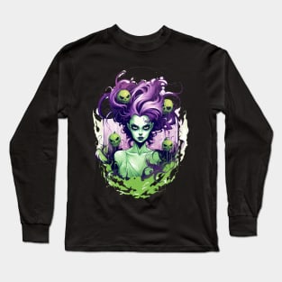 Goth Witch With Skulls Long Sleeve T-Shirt